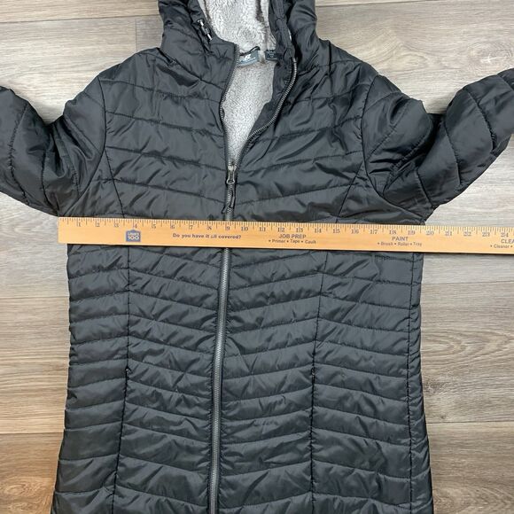 New Balance Quilted Long Puffer Parka Jacket Women’s M Full Zip Black - Picture 5 of 8